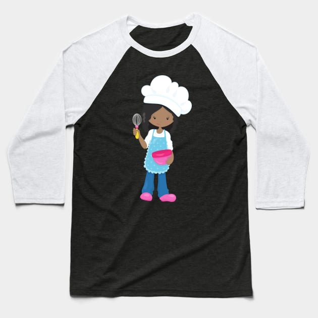 African American Girl, Baking, Baker, Pastry Chef Baseball T-Shirt by Jelena Dunčević